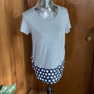 J Crew tee. Business in front, party in back